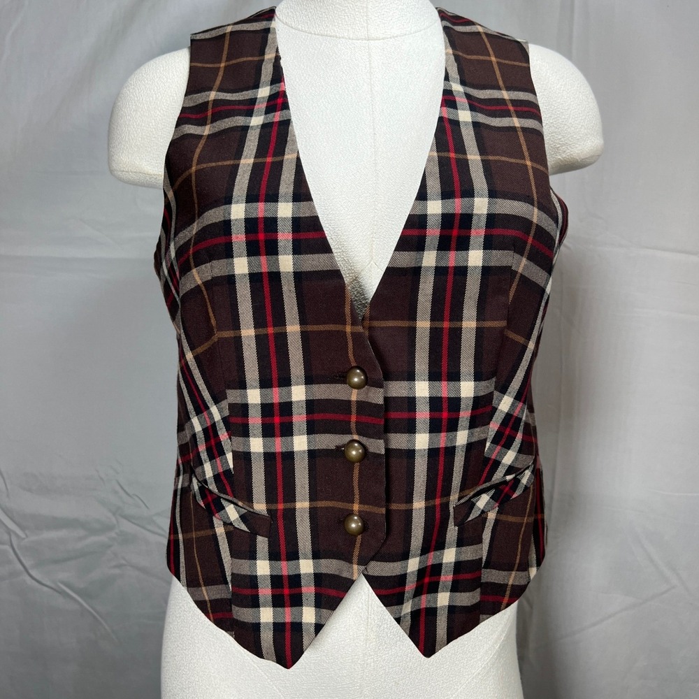 Y2K Womens Plaid‎ Vest Cottagecore Academia Grunge Aesthetic Layering Piece